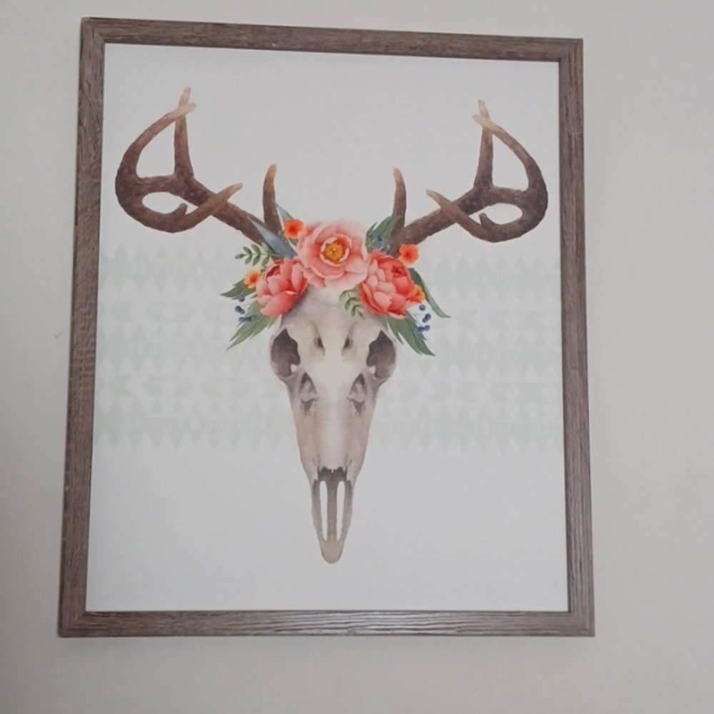 Floral Deer Skull framed art